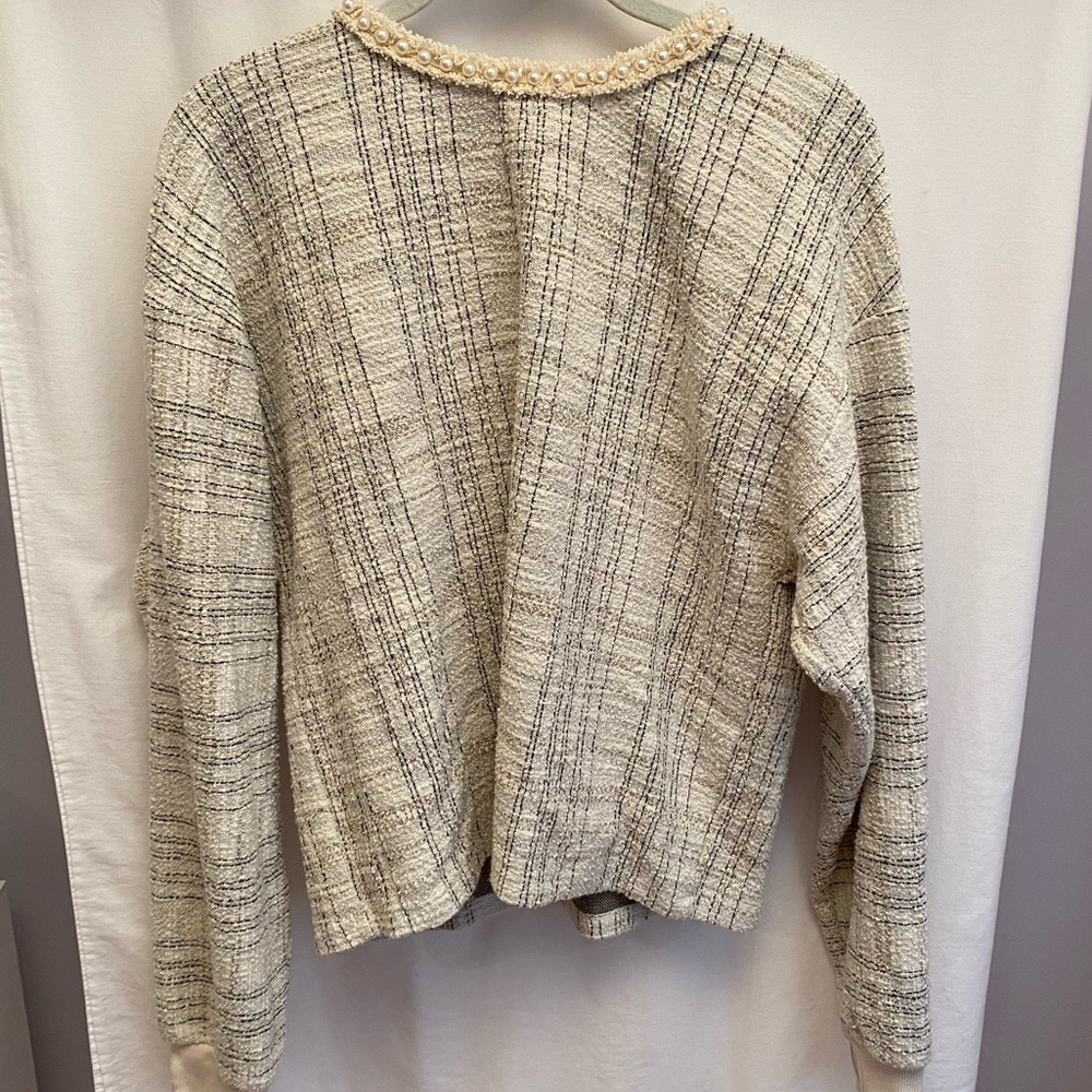 Zara long sleeve top with pearl detailing L